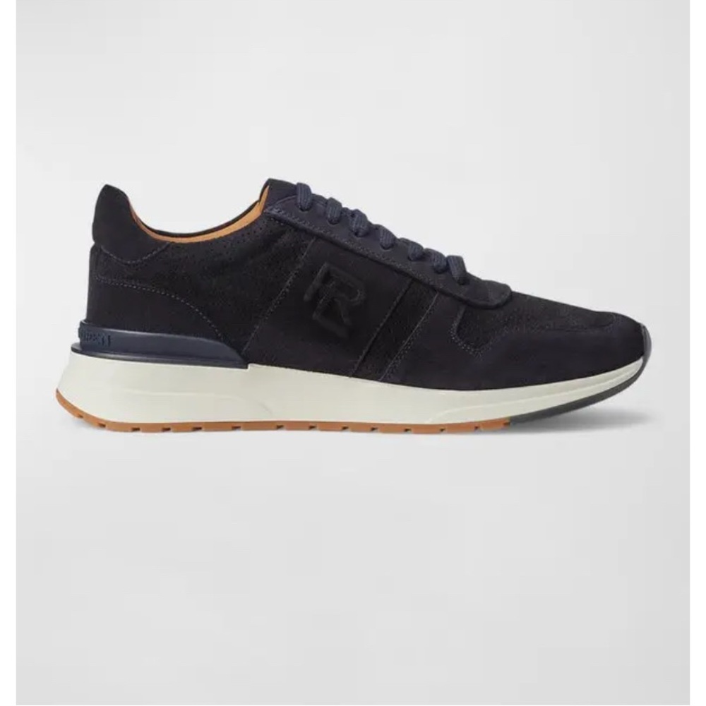 Ralph Lauren Purple Label Ethan Ii Calf Suede Low-Top Sneakers - Black NEW $895